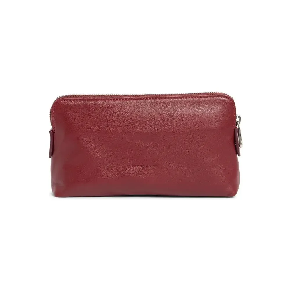 Longchamp Le Pliage Cuir Cosmetic Case in Red Lacquer